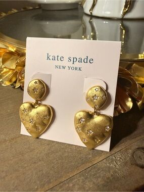 kate spade Gold Heart Drop Earrings with Crystal Stars